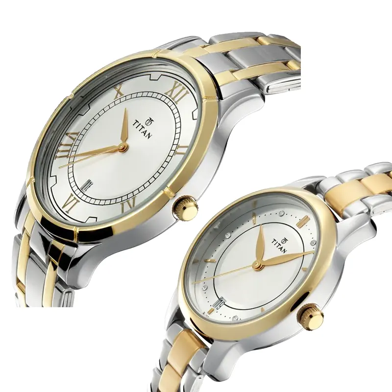 Titan Bandhan Silver Dial  Watch Special Couple Set- 17752481BM01